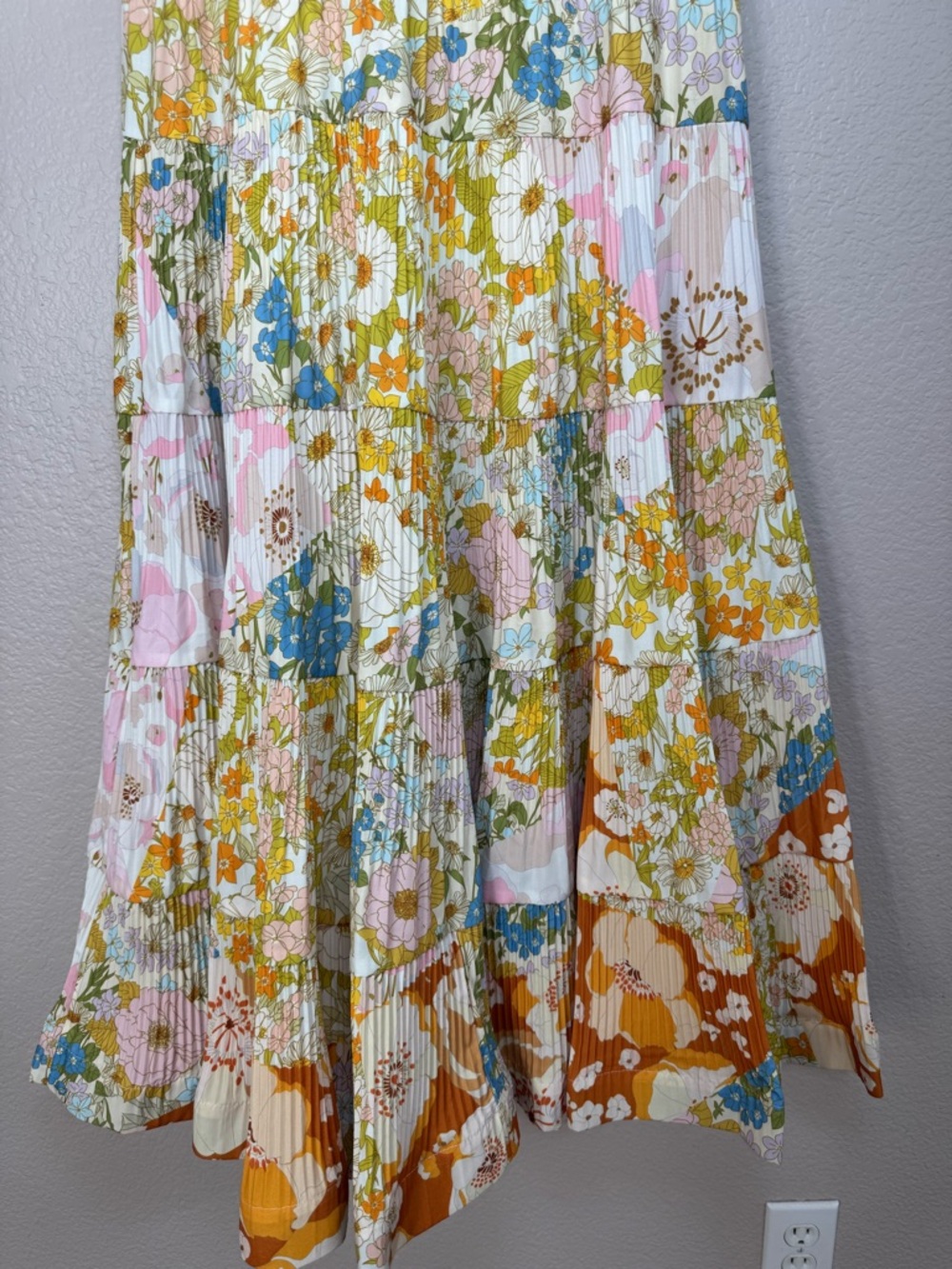 Beulah Style Melody Floral Print Tiered Ruffle Pleated Midi Dress Small $231 - Picture 9 of 15